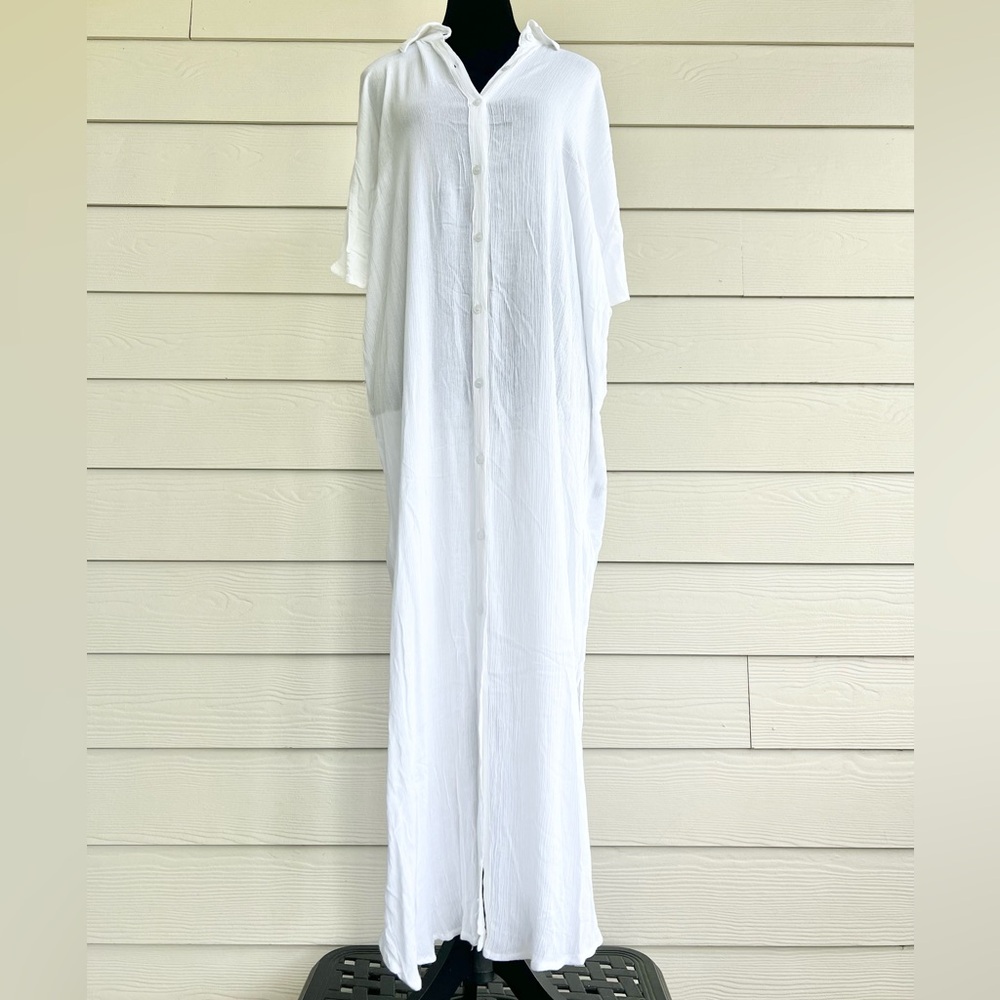 Raviya Women's Button-Down Maxi Dress Cover-Up White